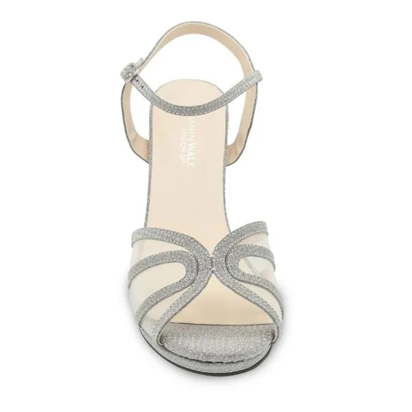 Anya Double Strap Heel | Champagne, Silver