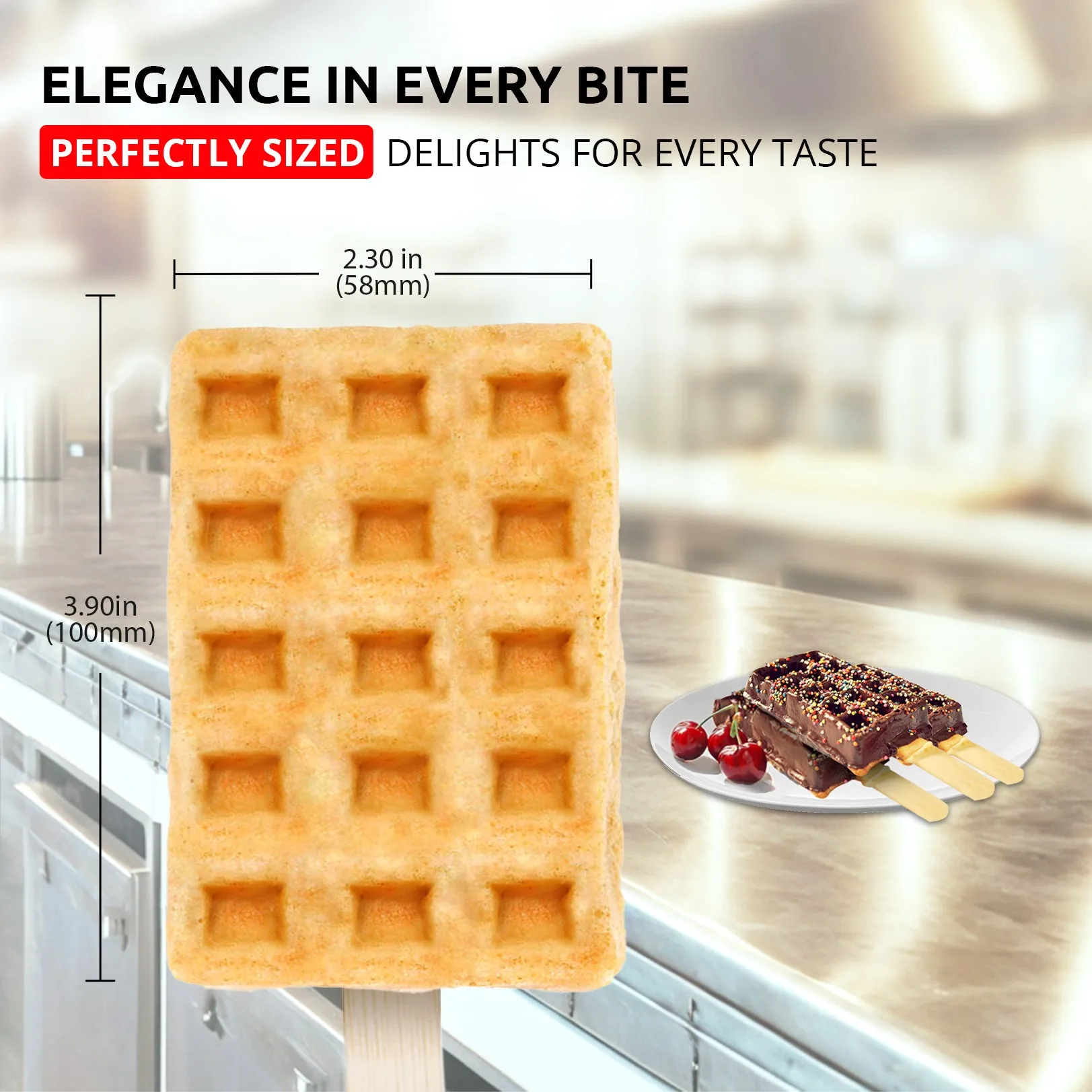 AP-506 Stainless Steel Rectangular Waffle Iron - Press Type, Makes 6 Belgian Waffles, Nonstick Coating