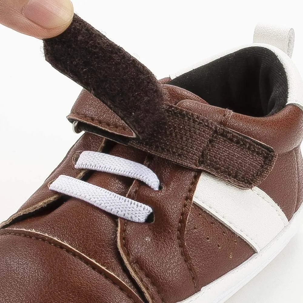 Baby Boys Girls Lace up Leather Sneakers Toddler Wedding Uniform Dress Shoes Soft Rubber Sole Infant Moccasins Newborn Anti-Slip Oxford Loafers First Walker Crib Shoes