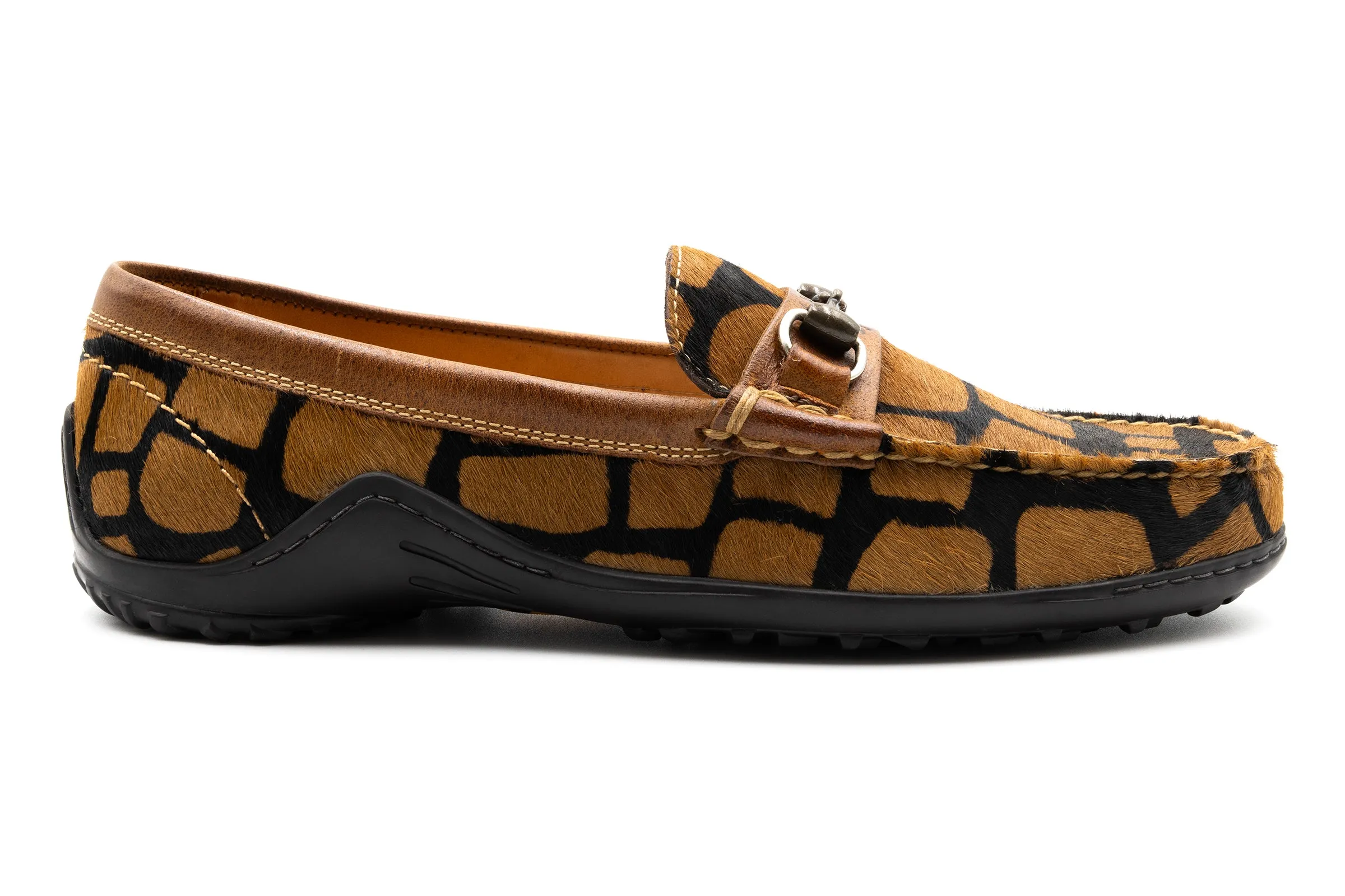 Bill "Hair On" Leather Horse Bit Loafers - Giraffe