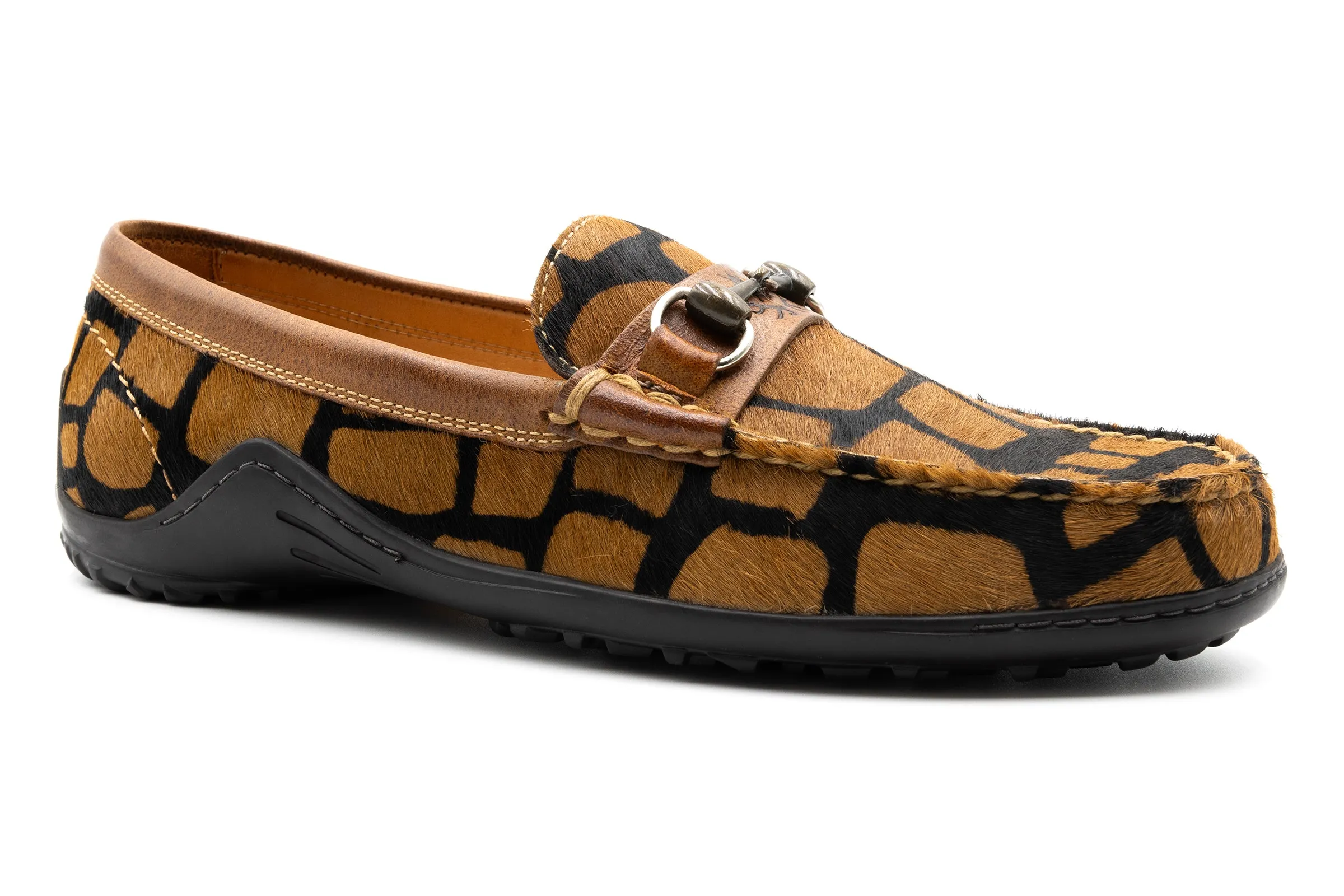 Bill "Hair On" Leather Horse Bit Loafers - Giraffe