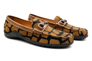 Bill "Hair On" Leather Horse Bit Loafers - Giraffe