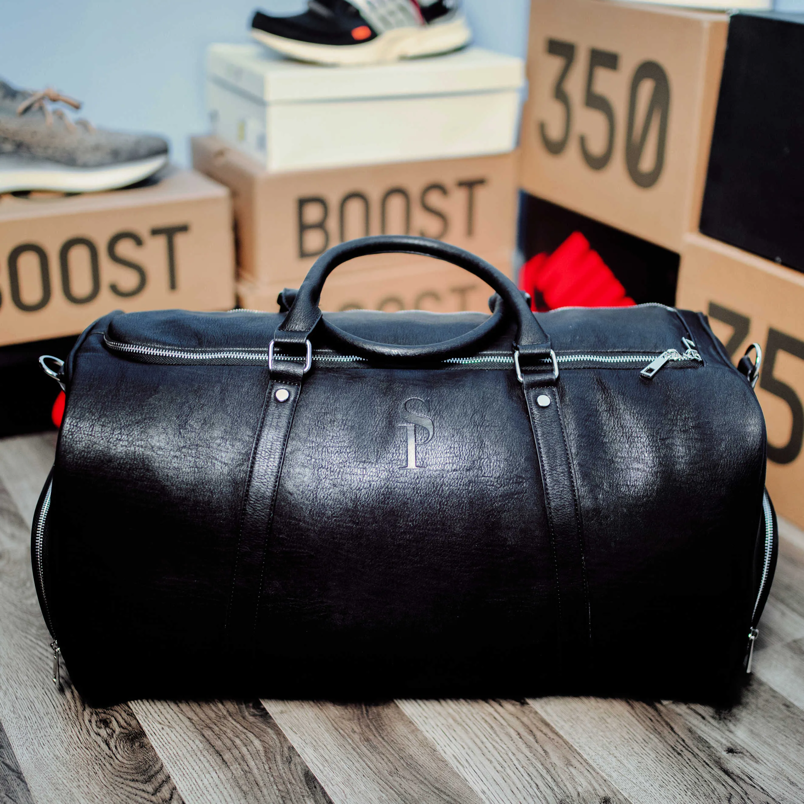 Black Leather Duffle (BLACK FRIDAY SALE)