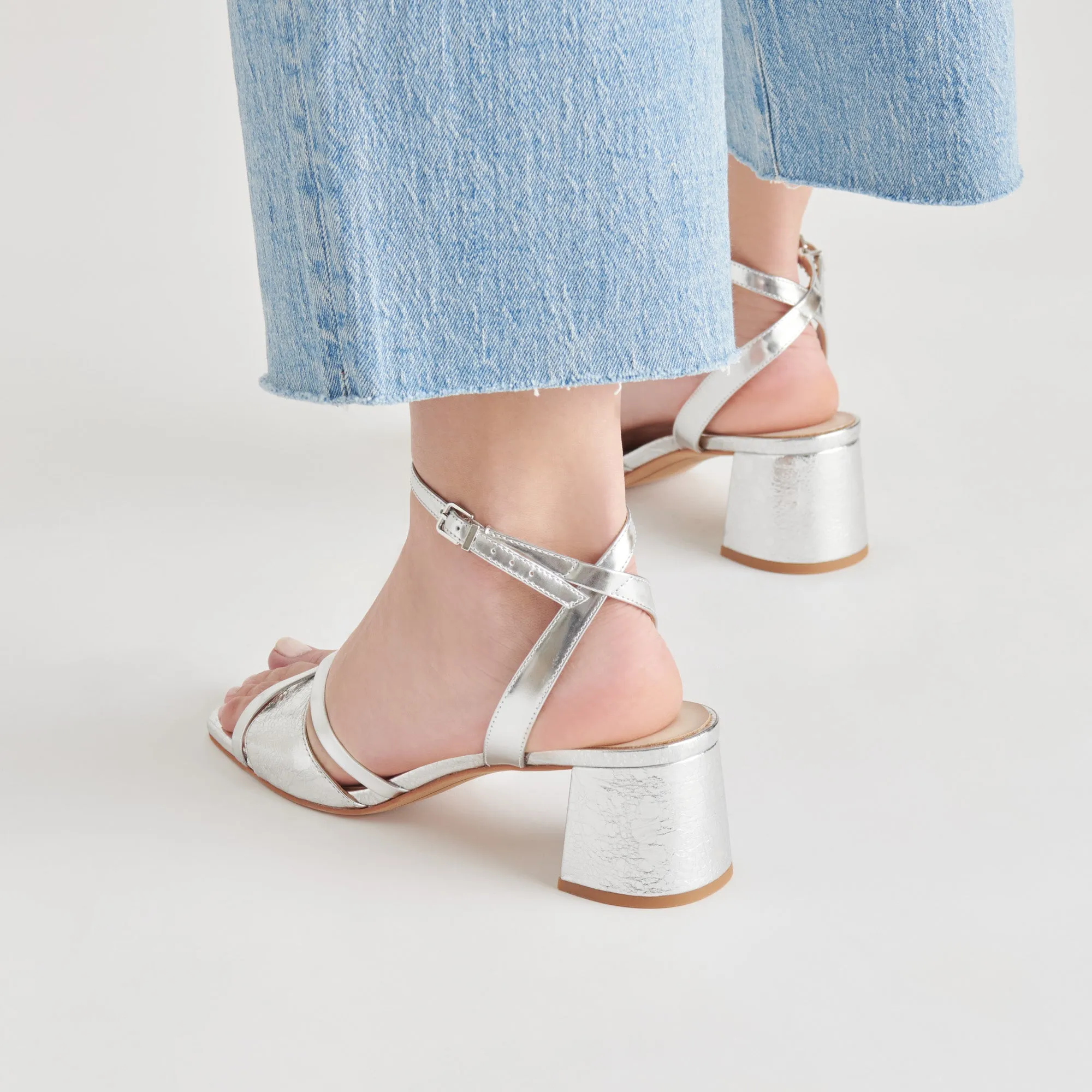 BLAKLY HEELS SILVER DISTRESSED LEATHER