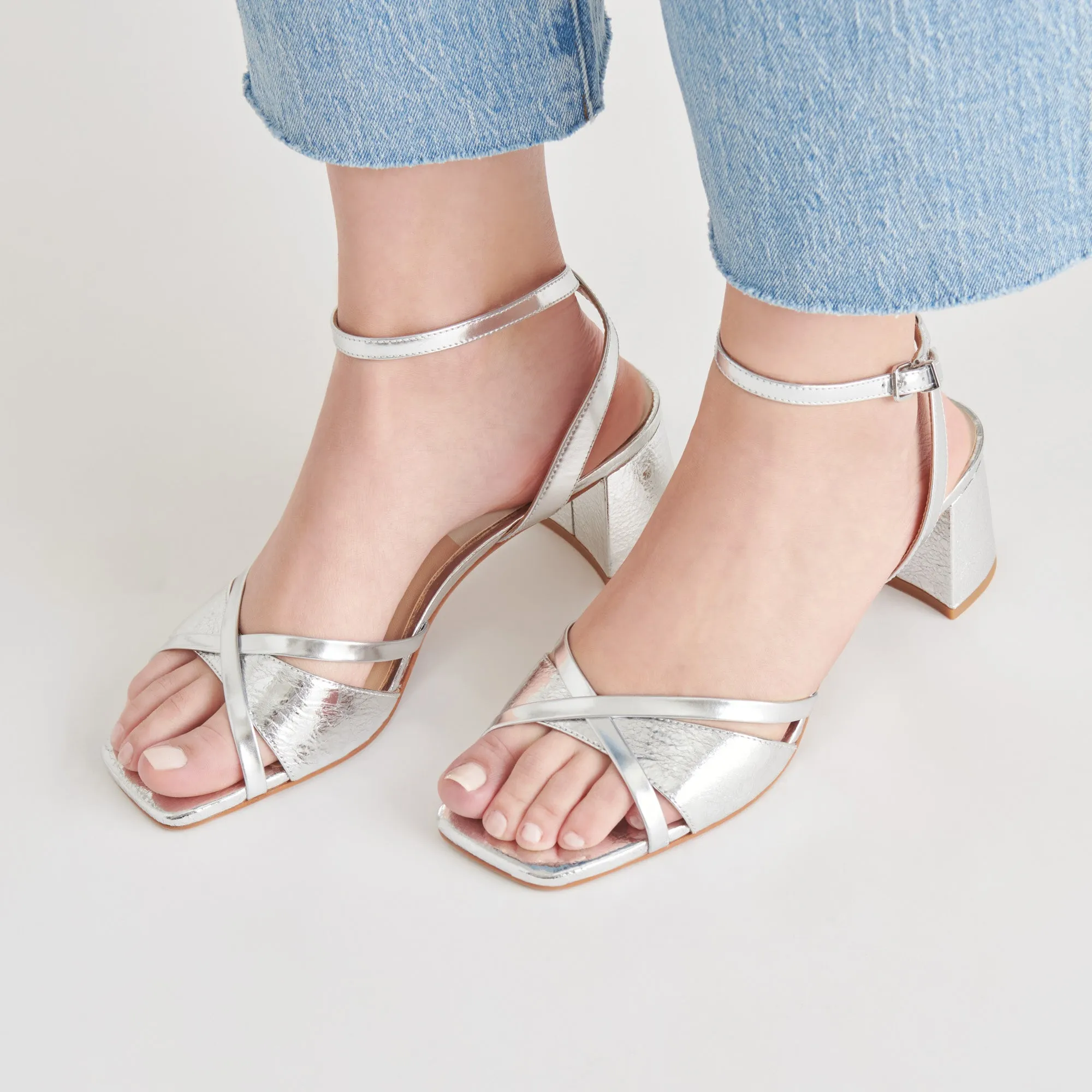 BLAKLY HEELS SILVER DISTRESSED LEATHER