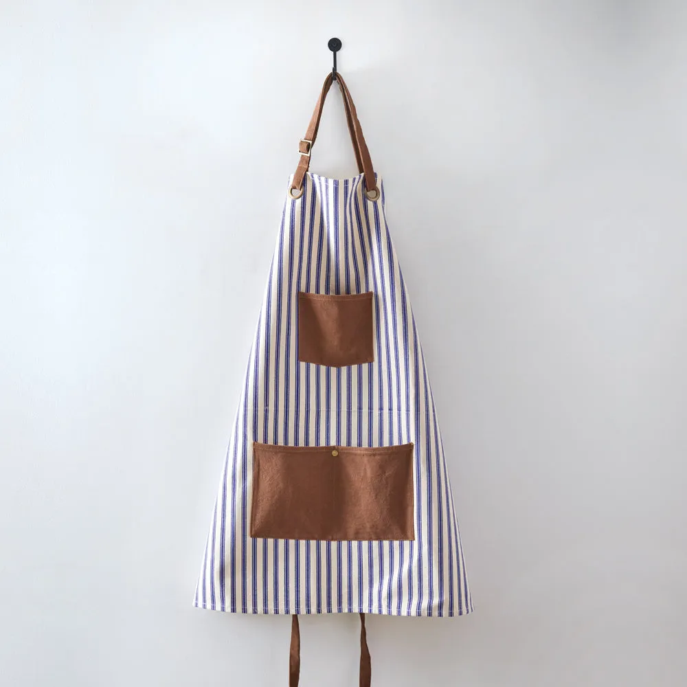 Blue Striped Canvas Utility Apron