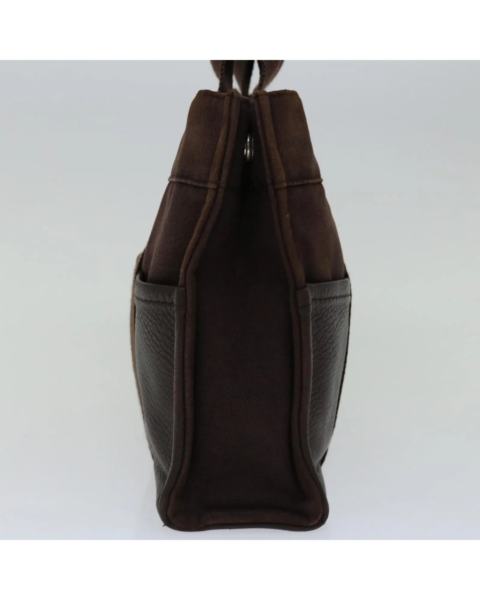 Canvas and Leather Hand Bag with Brown Accents