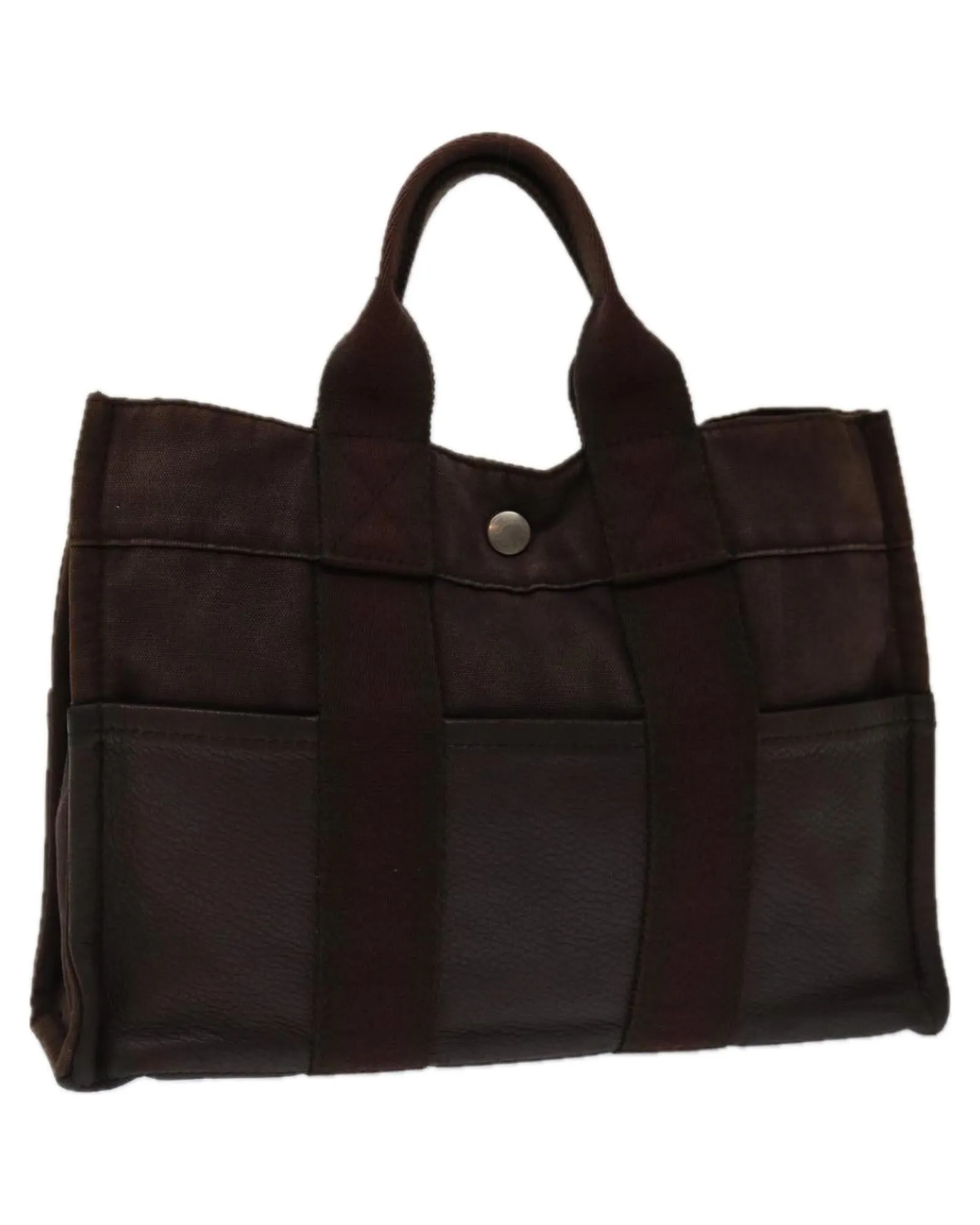 Canvas and Leather Hand Bag with Brown Accents