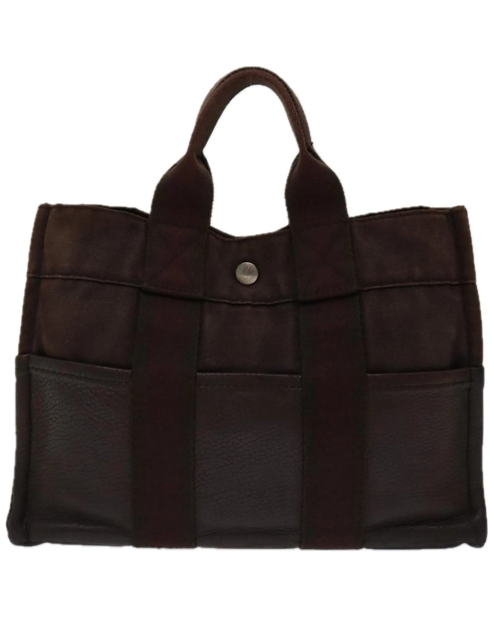 Canvas and Leather Hand Bag with Brown Accents