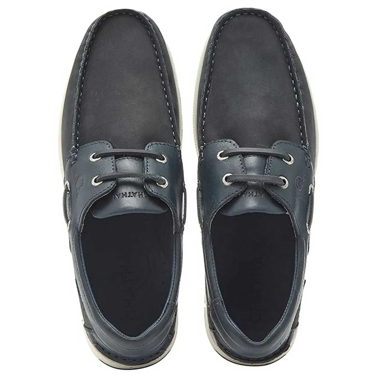 CHATHAM Brixham Leather & Nubuck Boat Shoes - Men's - Navy