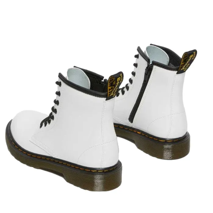 Dr Martens kids 1460 J Junior Lace Up Boot w/zip White Patent