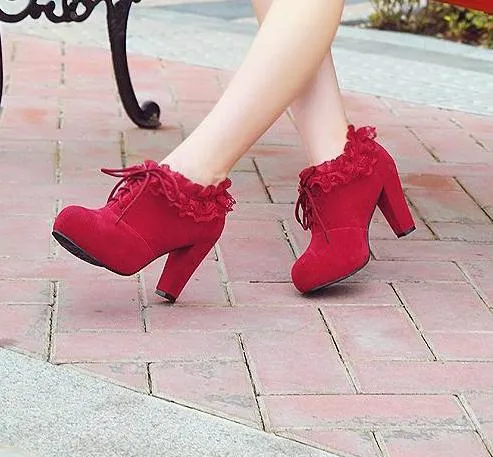 Elegant Lace High Heels Ankle Boots