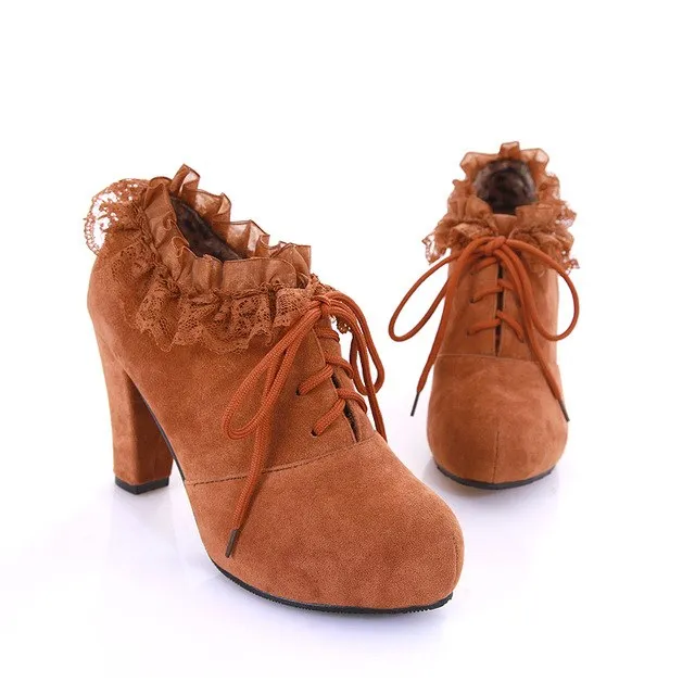 Elegant Lace High Heels Ankle Boots