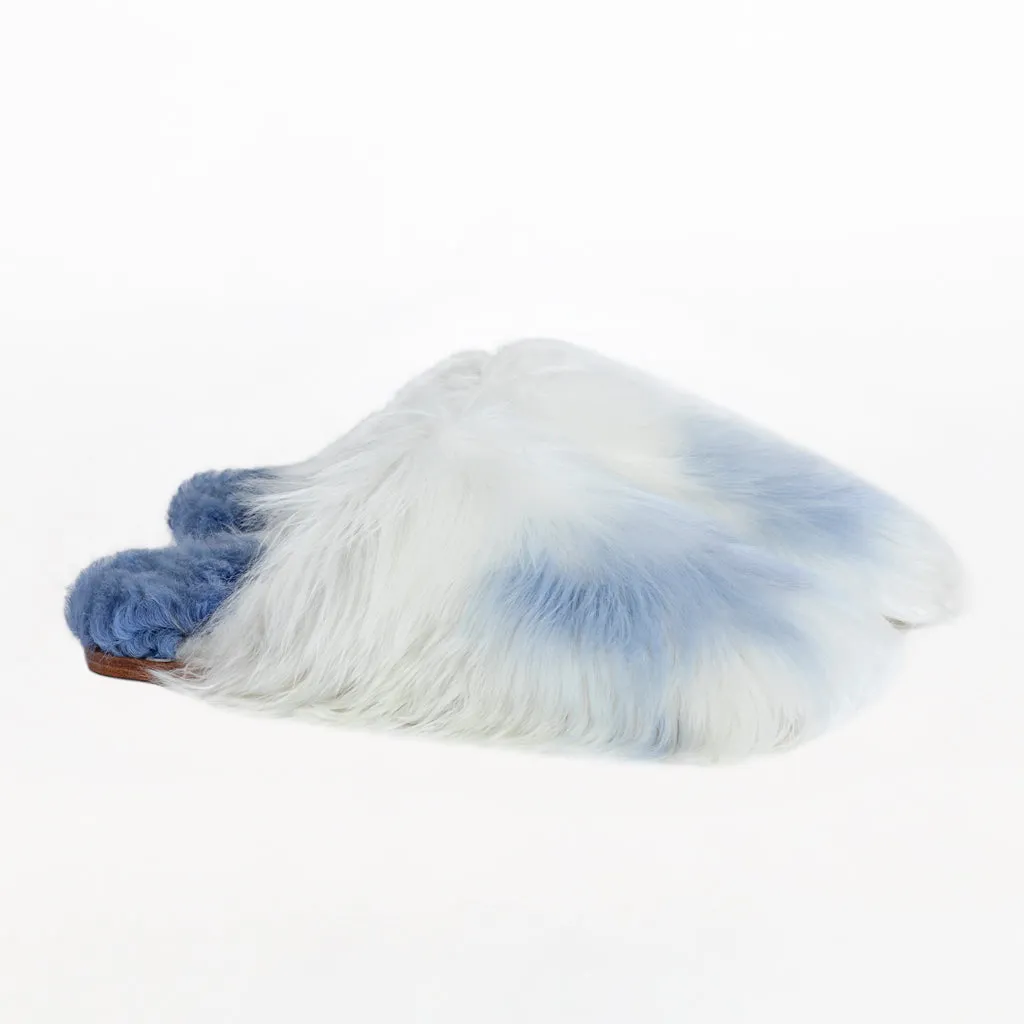 ETHICALLY AND CRUELTY FREE ALPACA SLIPPERS IN POWDER SKY BLUE