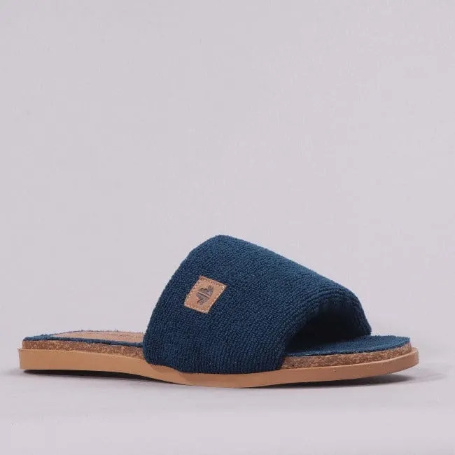 Flat Mule Sandal in Navy - 12398