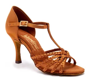 International Dance Shoes, Neeve, Tan Satin, 2.5” Vogue Heel