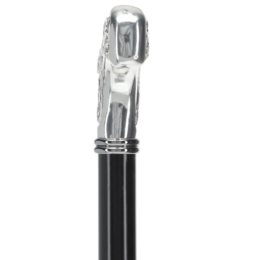 Italian Import: Silver 925r Embossed Fritz Handle Cane