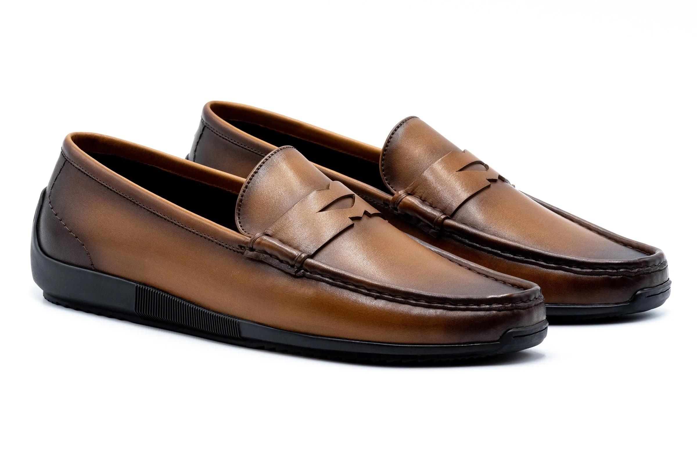 Jameson Calf Leather Penny Loafers - Vintage Saddle