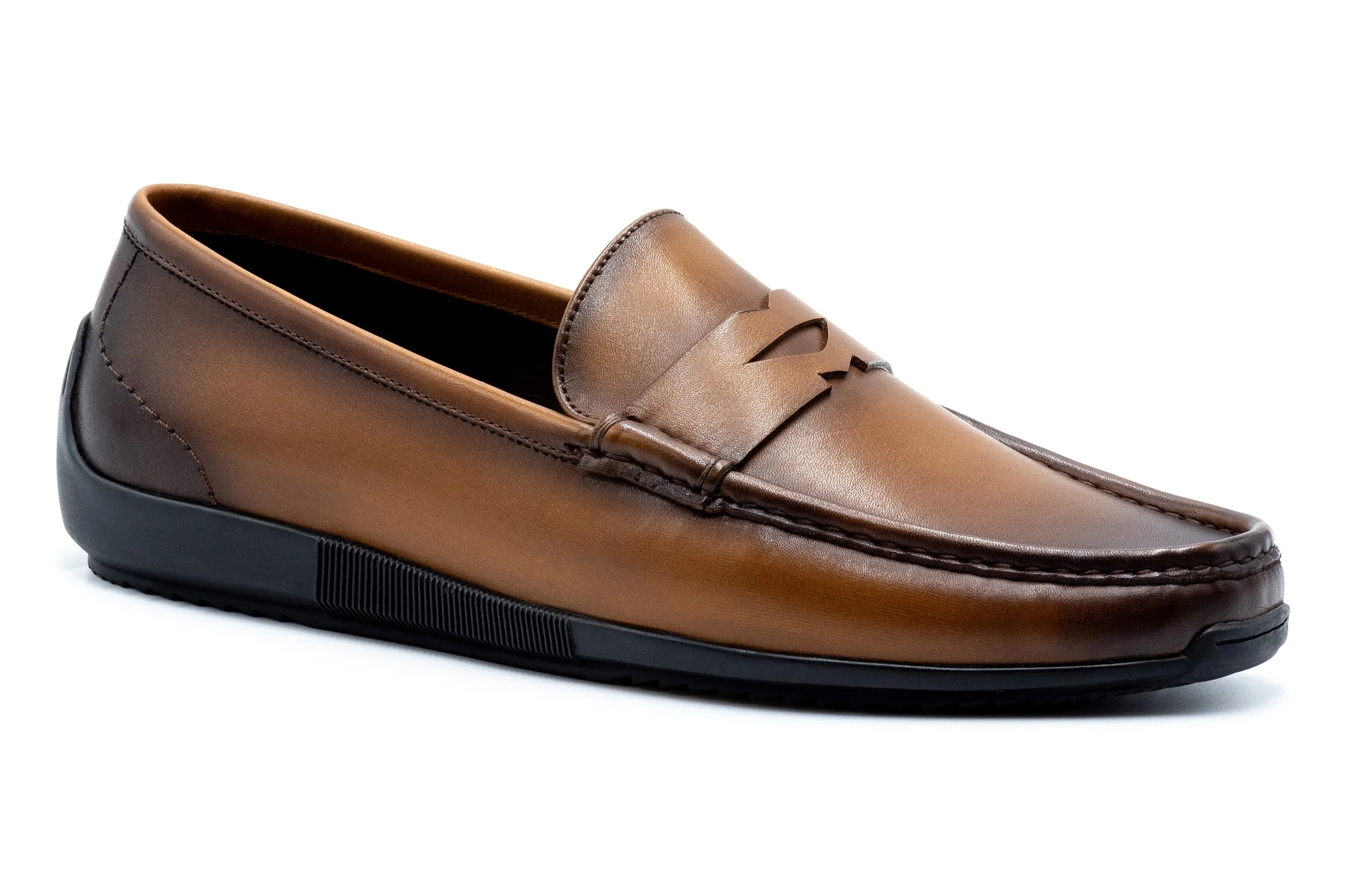 Jameson Calf Leather Penny Loafers - Vintage Saddle