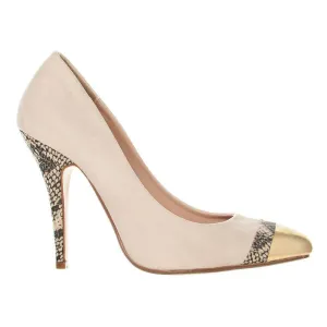 Kelly Pointy Toe Slim High Heel Gladiator Court Shoe With A Gold Metal Cap