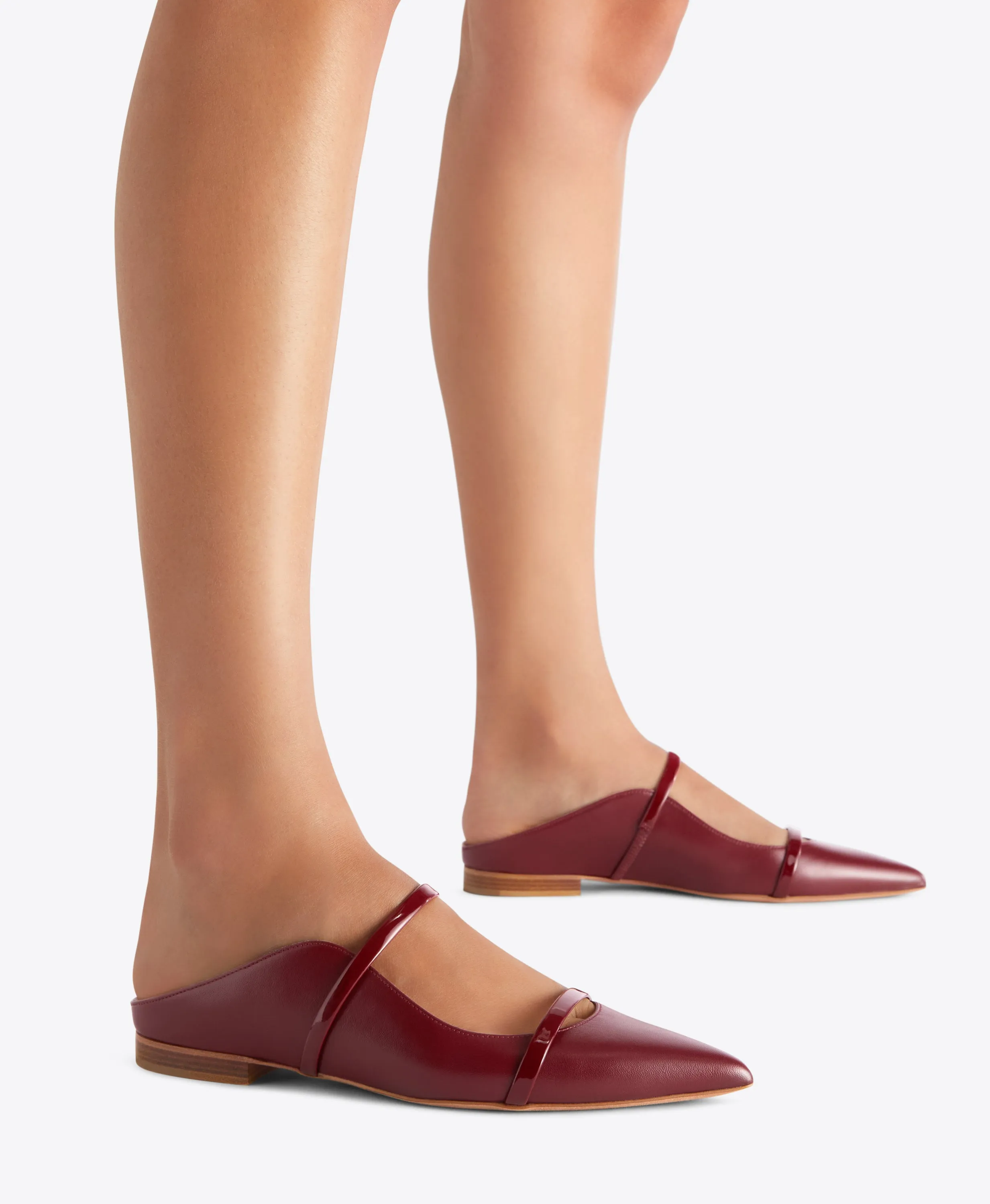 Red Leather Flat Mules by Maureen - Stylish and Comfortable