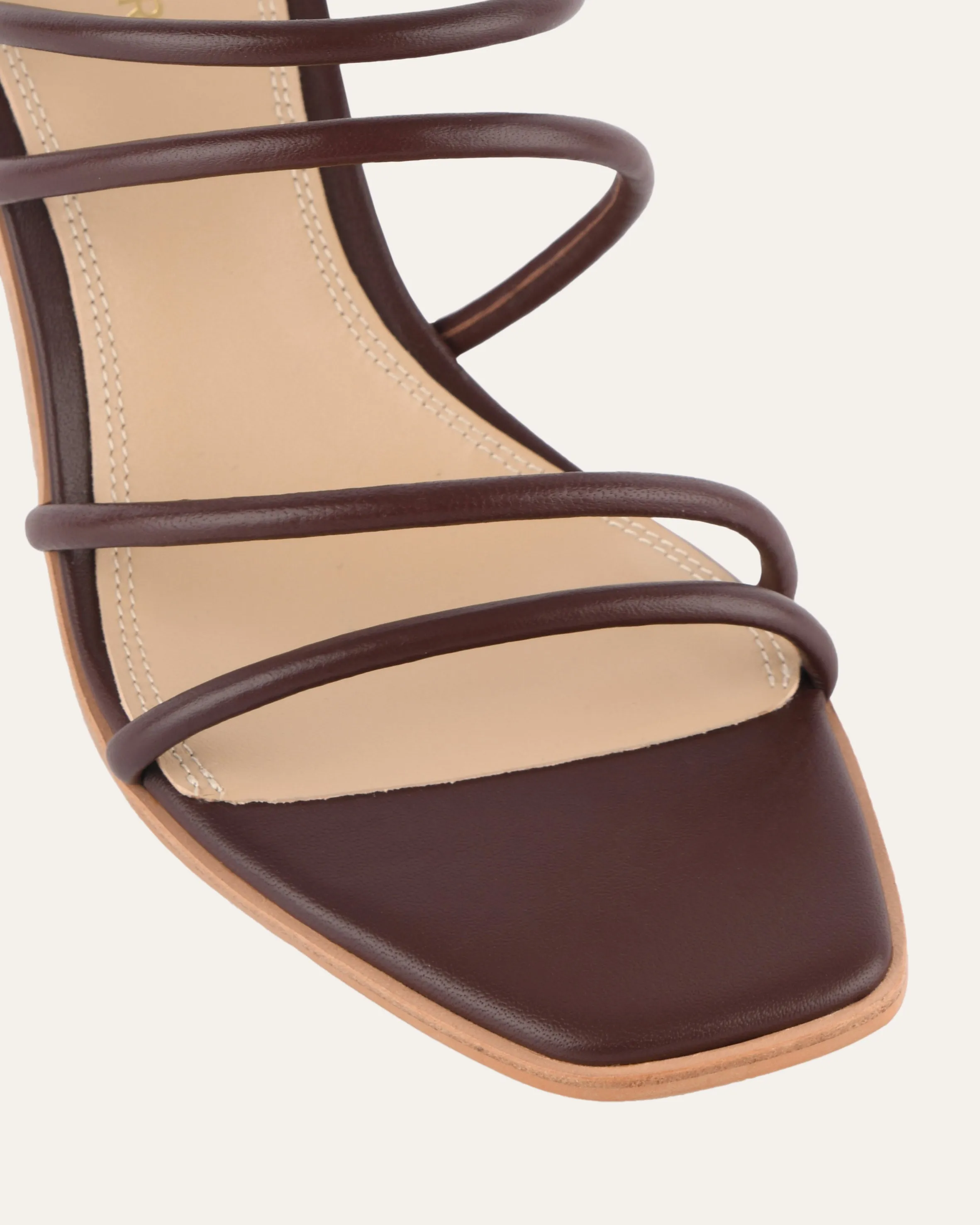 NAOMI MID HEEL SANDALS CHOCOLATE LEATHER