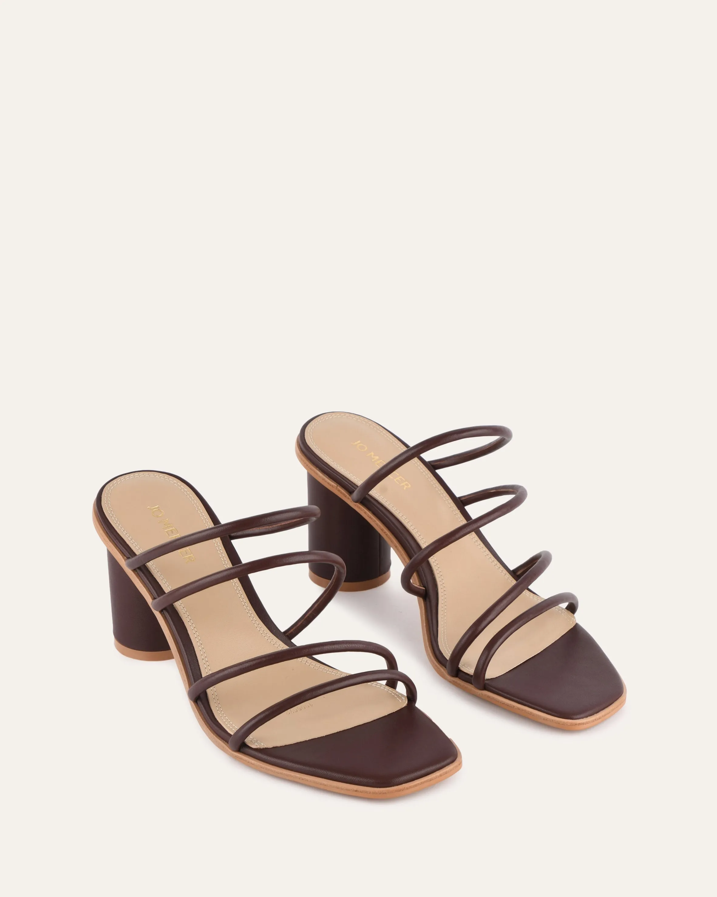 NAOMI MID HEEL SANDALS CHOCOLATE LEATHER