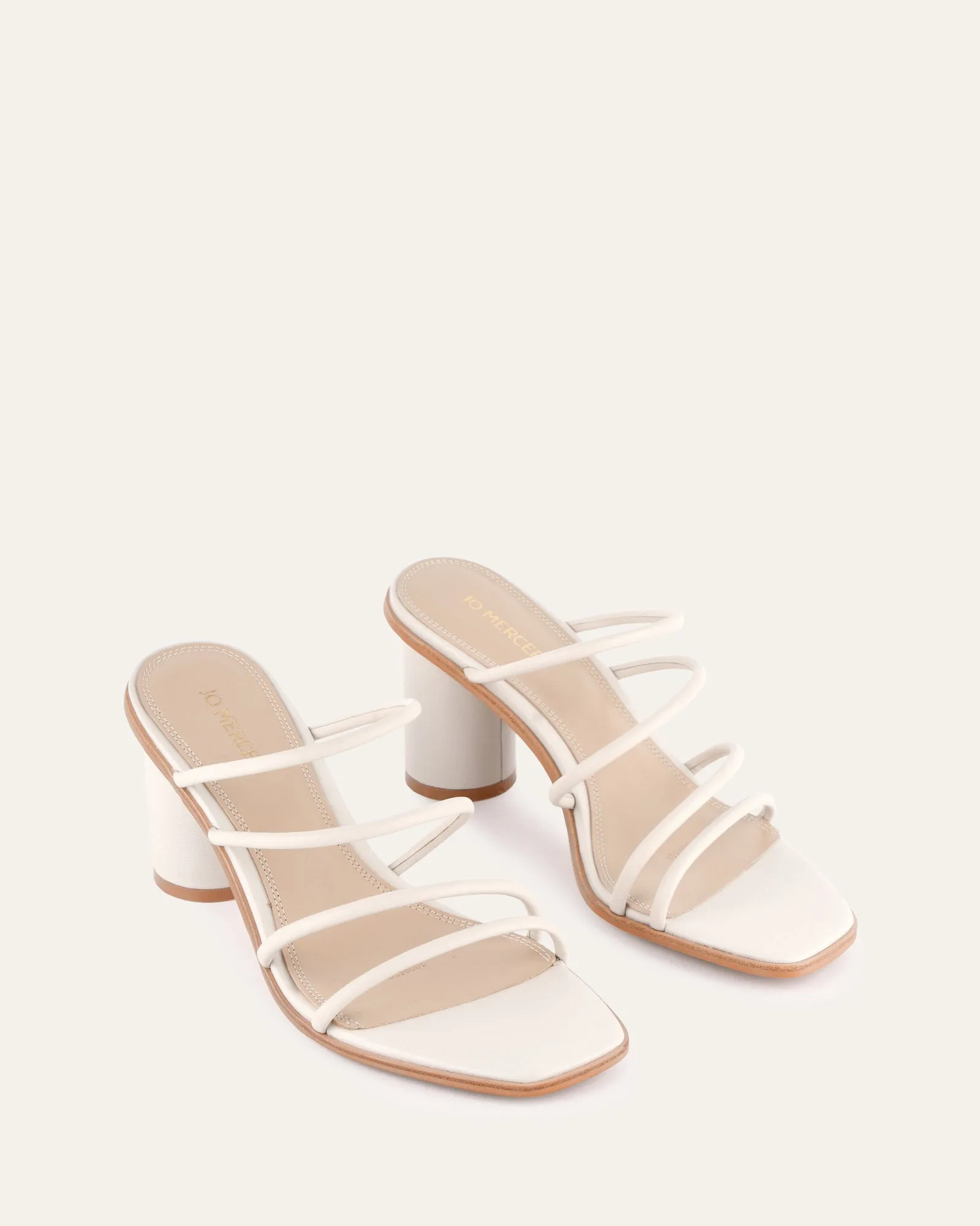 NAOMI MID HEEL SANDALS OFF WHITE LEATHER