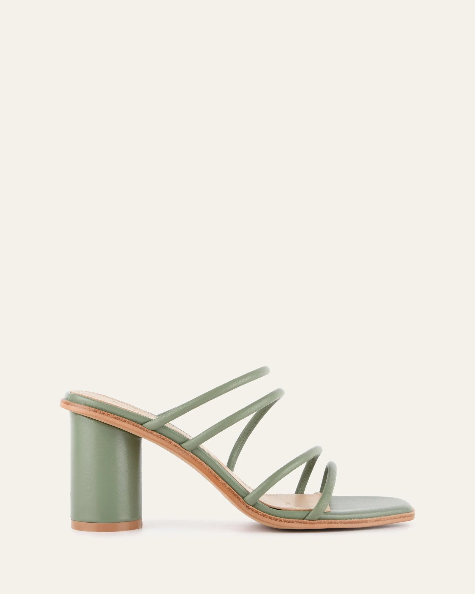 NAOMI MID HEEL SANDALS PISTACHIO GREEN LEATHER