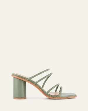 NAOMI MID HEEL SANDALS PISTACHIO GREEN LEATHER