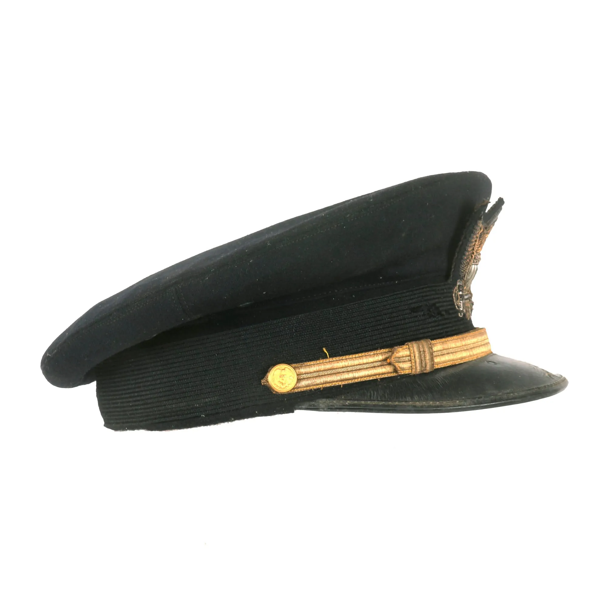 Original U.S. WWII Named Coast Guard Officer Visor Hat - 7⅛