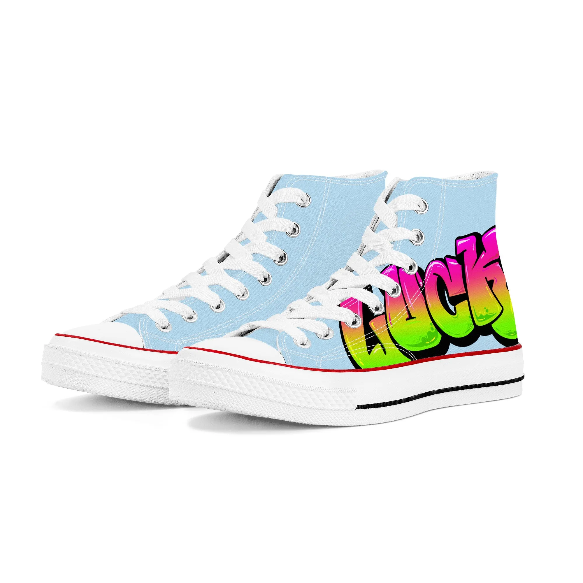 Personalize Graffiti Style Letters- High Top Canvas Shoes - White