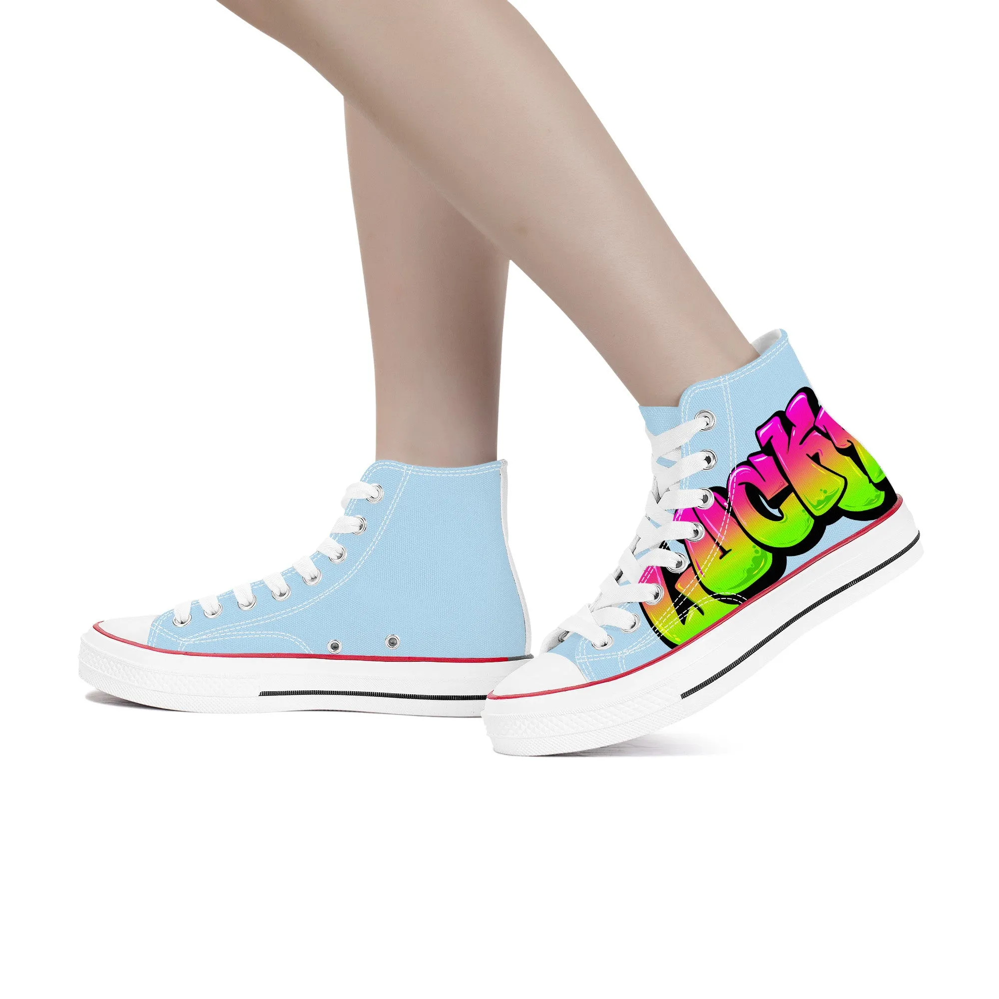 Personalize Graffiti Style Letters- High Top Canvas Shoes - White