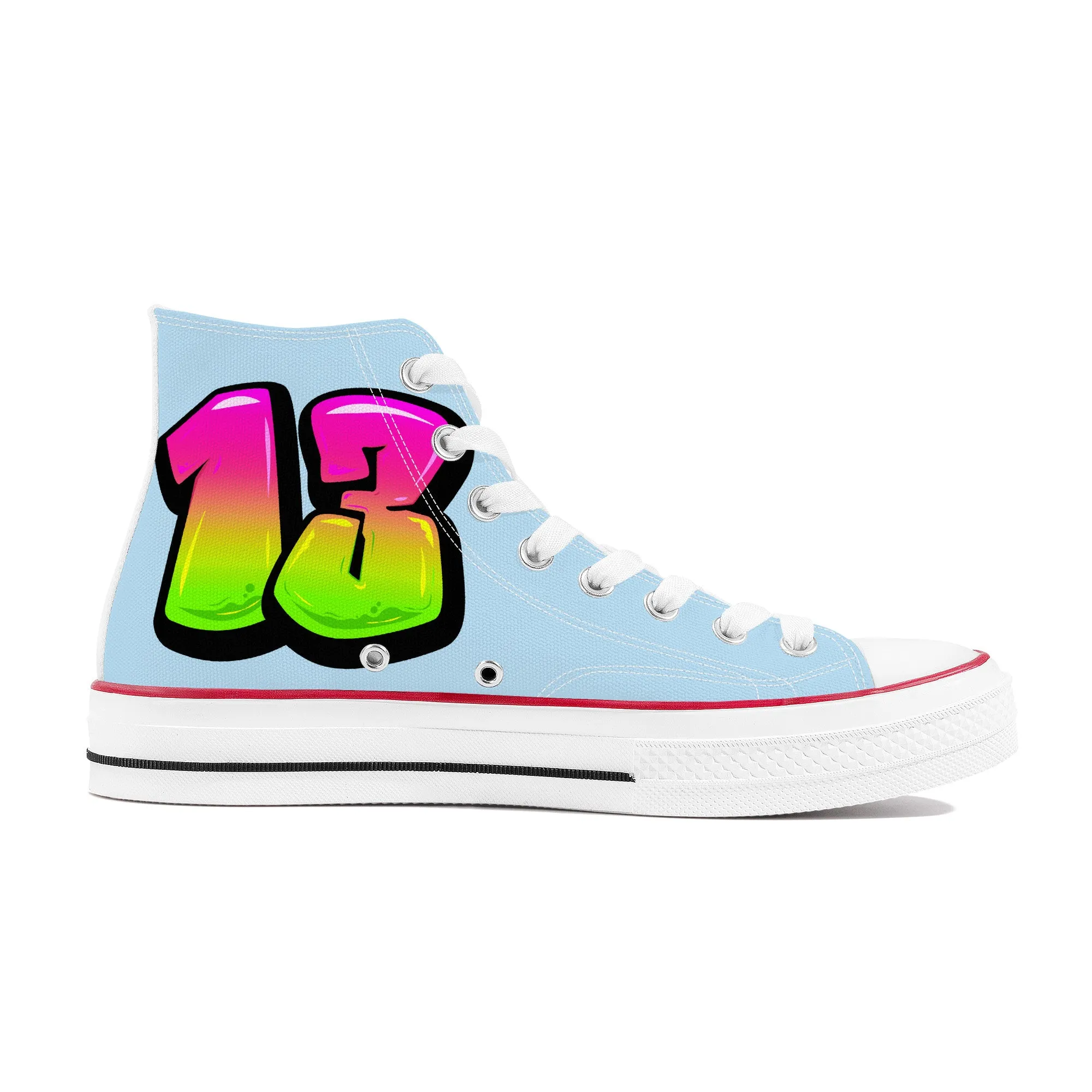 Personalize Graffiti Style Letters- High Top Canvas Shoes - White