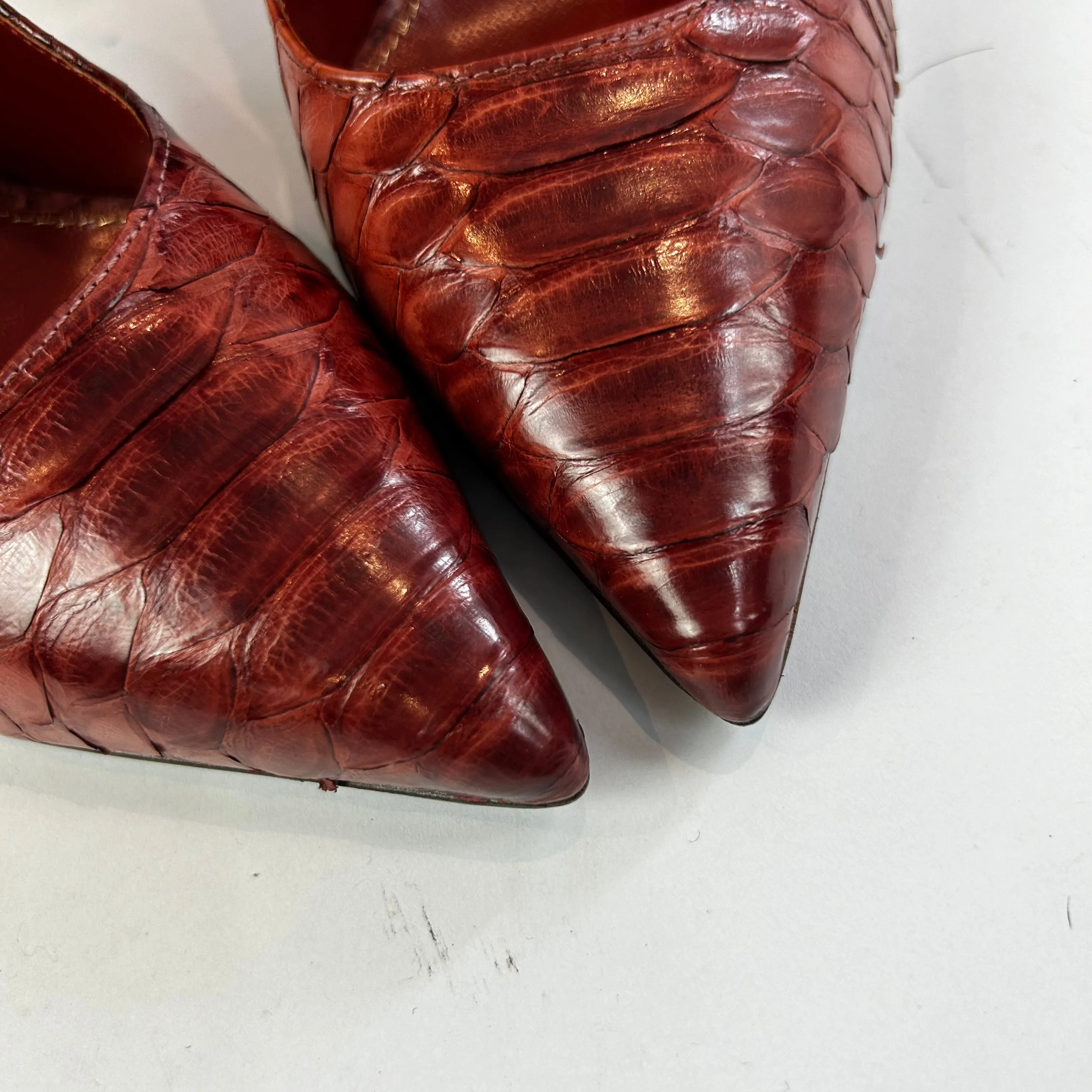 Sergio Rossi Oxblood Python 110 Heels 38