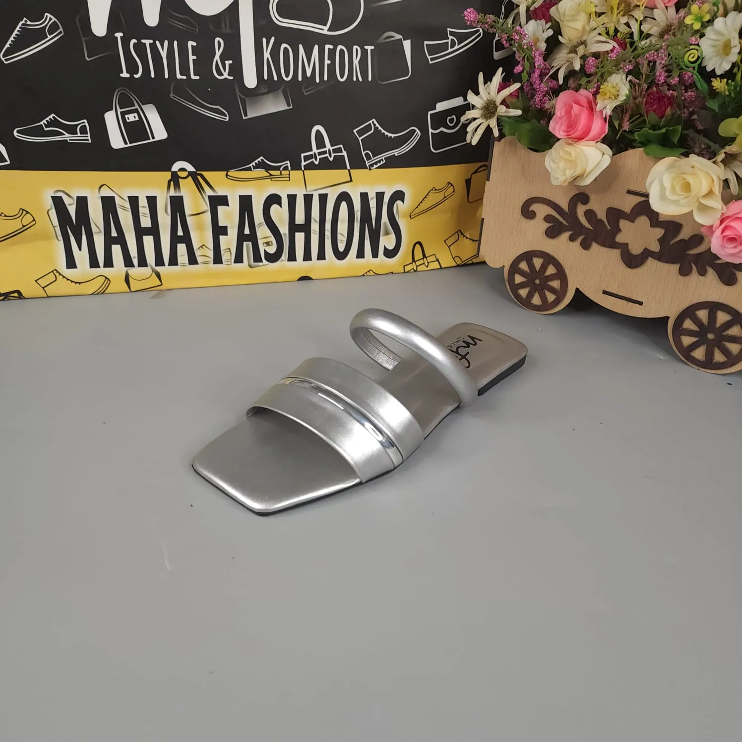 Silver Flat Slippers