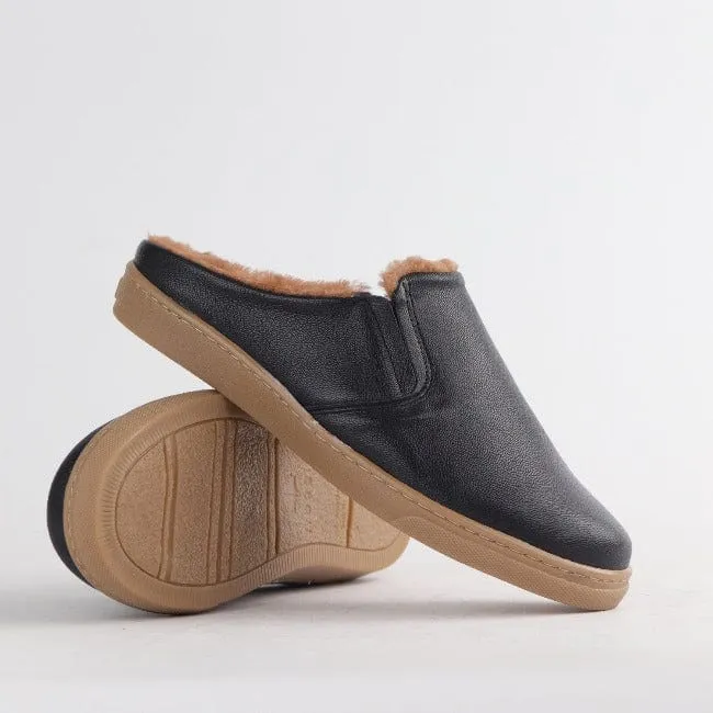 Slip-on sneakers with Sheepskin Fur Linning in Black - 12798