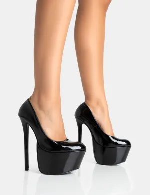 Stargaze Black Patent Extreme Court Stiletto Heels