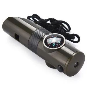 Survival Whistle With Compass, Thermometer, Reflective Mirror, And Sealed