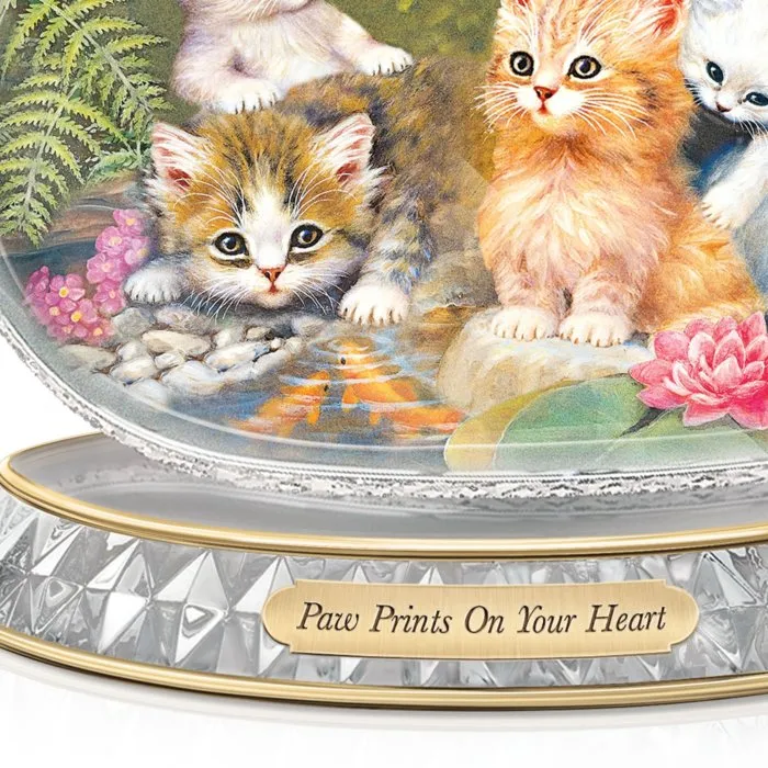 The Bradford Exchange "Paw Prints On Your Heart" Glass Art Clock by Jürgen Scholz 4.5-inches