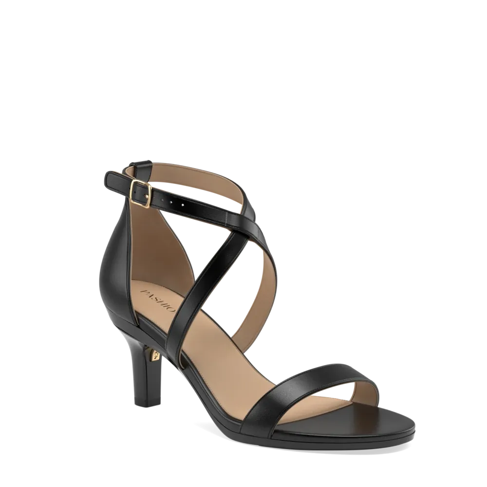 The Sandal - Coal Leather   Stiletto Heel Kit 3 Coal