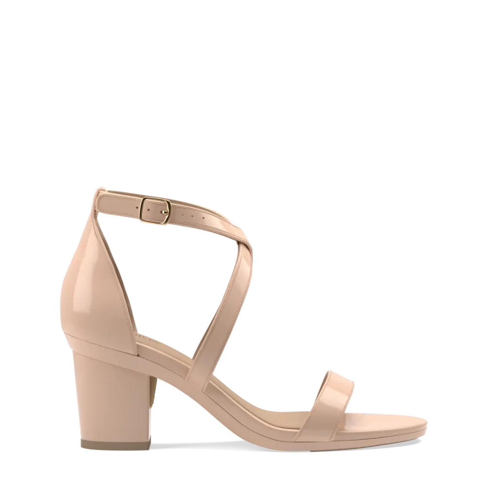 The Sandal - Sand Patent   Block Heel Kit 3 Sand