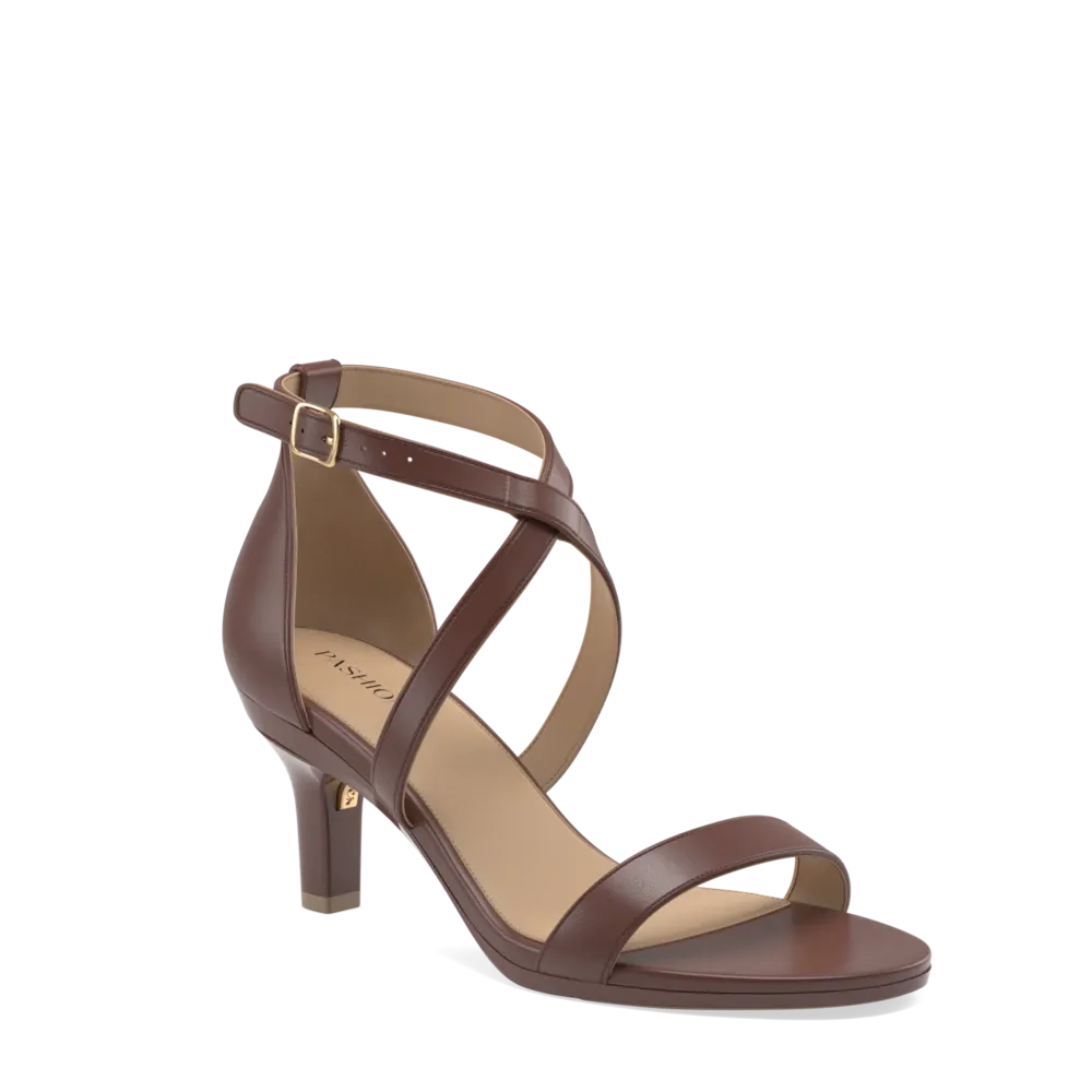 The Sandal - Walnut Leather   Stiletto Heel Kit 3 Walnut - FINAL SALE