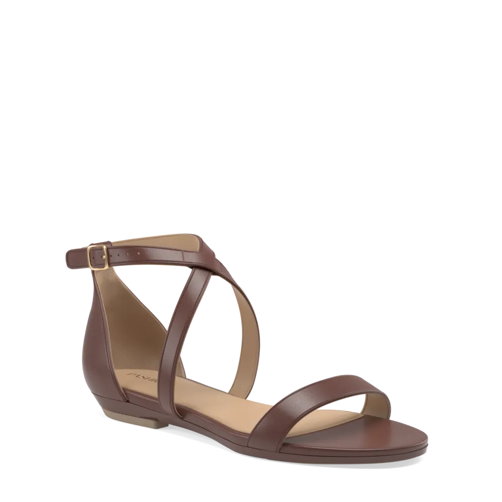 The Sandal - Walnut Leather   Stiletto Heel Kit 3 Walnut - FINAL SALE