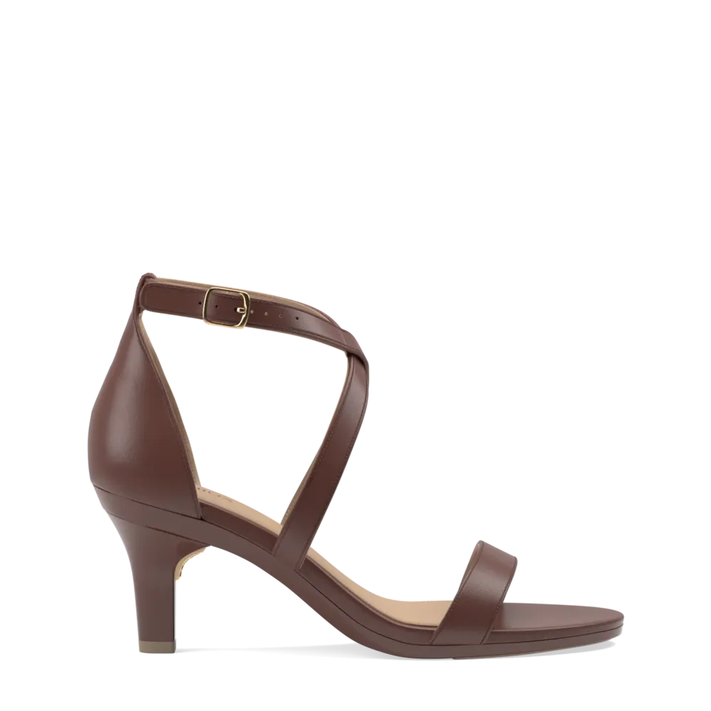 The Sandal - Walnut Leather   Stiletto Heel Kit 3 Walnut - FINAL SALE