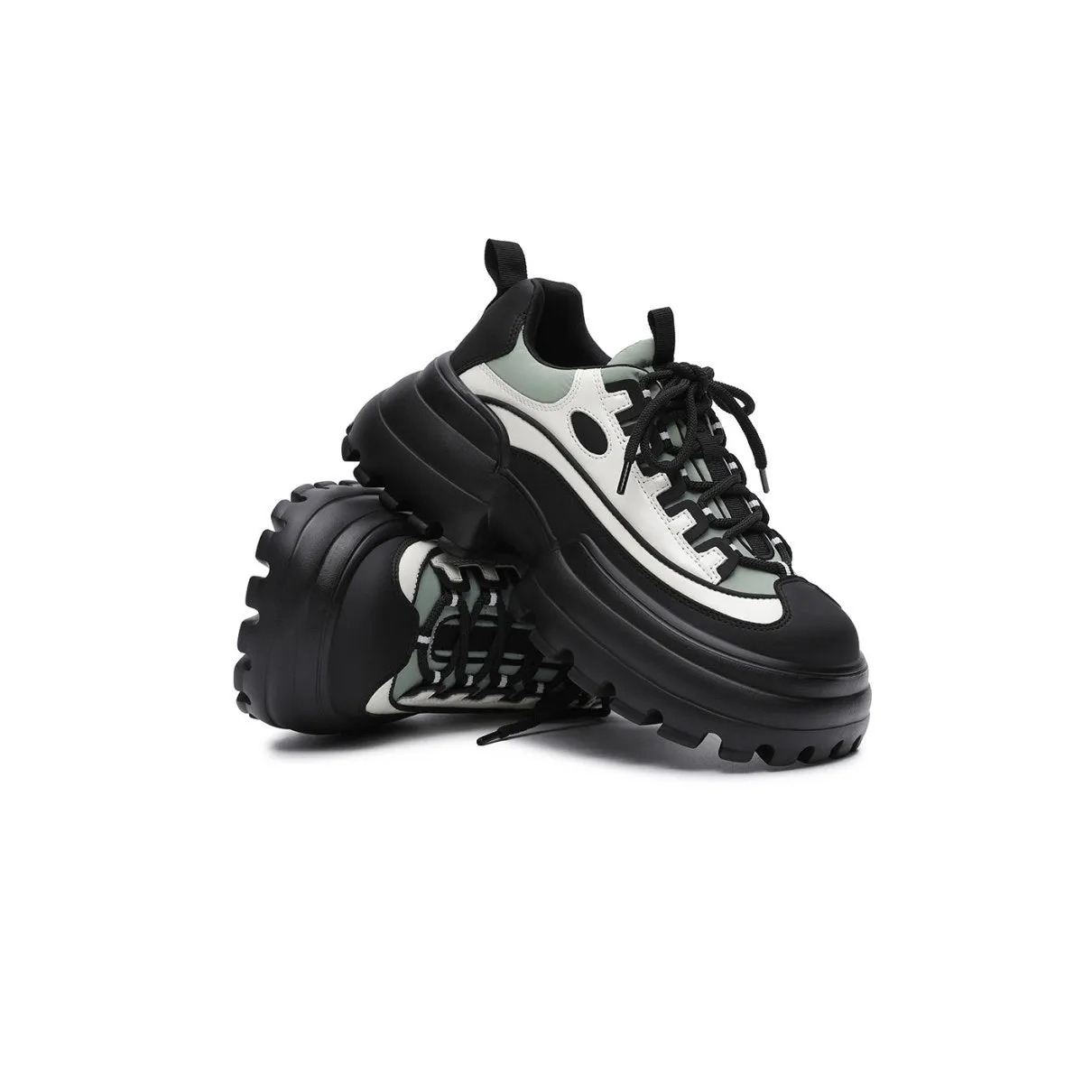 Thick Gear Heel Platform Lace Ups