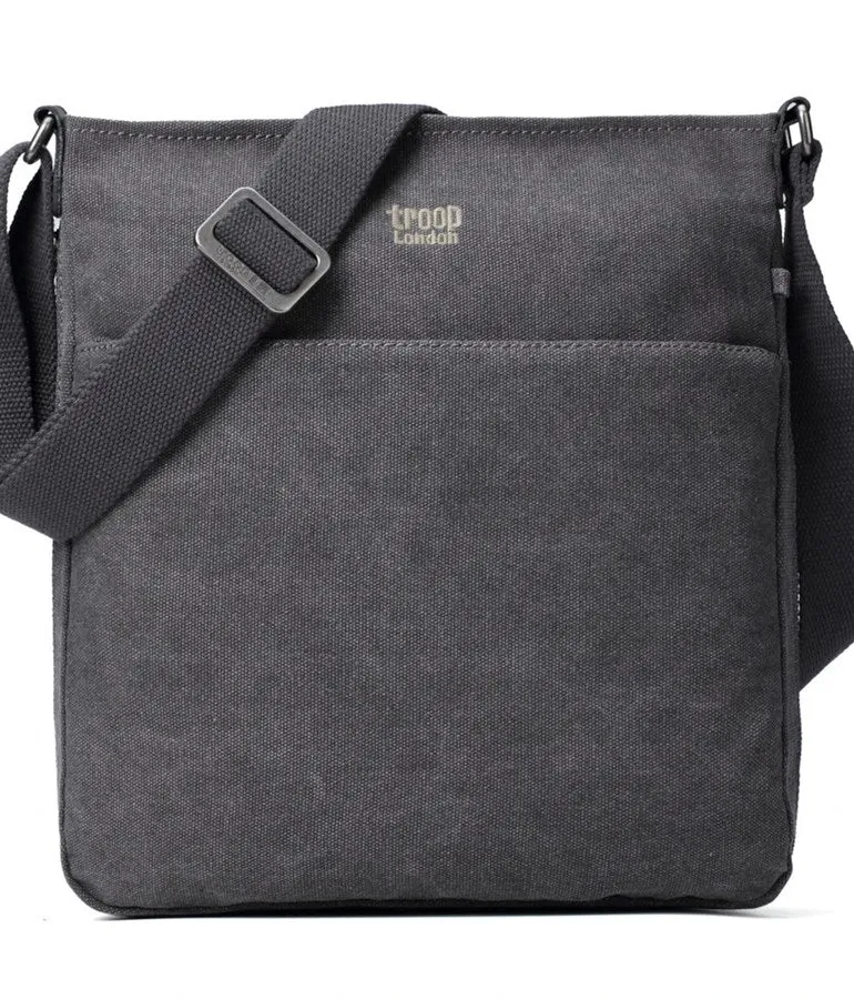 Troop London Classic Zip Top Shoulder Bag - Charcoal