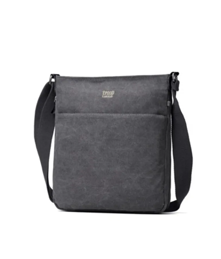 Troop London Classic Zip Top Shoulder Bag - Charcoal