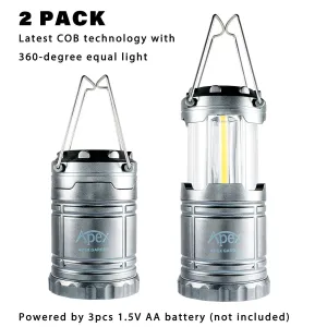 【ULTRA BRIGHT】Camping Lanterns Water Resistant Collapsible Lantern for Night Fishing, Hiking, Emergencies- 2 PACK