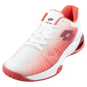 Women's Mirage 100 2nd Speed Tennis Shoes All White and Grenadine Red